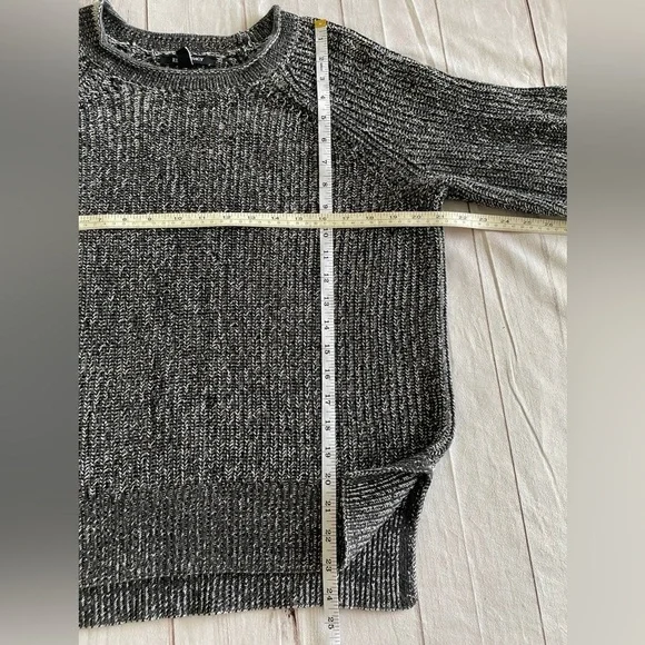 Ellen Tracy Knit Tunic Sweater Women’s L Black Marbled Cotton Rolled Round Neck - Picture 11 of 13